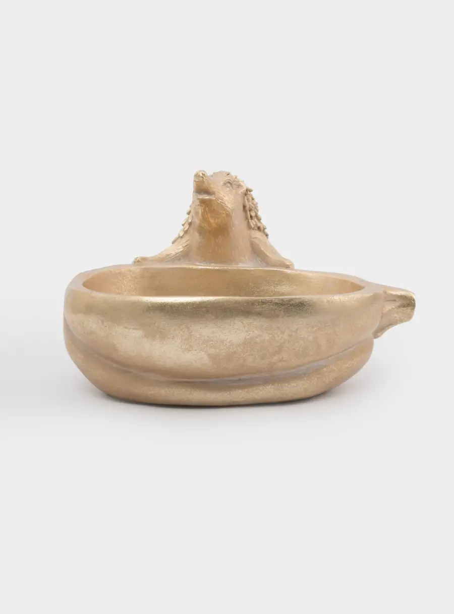 Конфетница, 20х18 см, полирезин, золотистая, Еж с тыквой, Light pumpkin