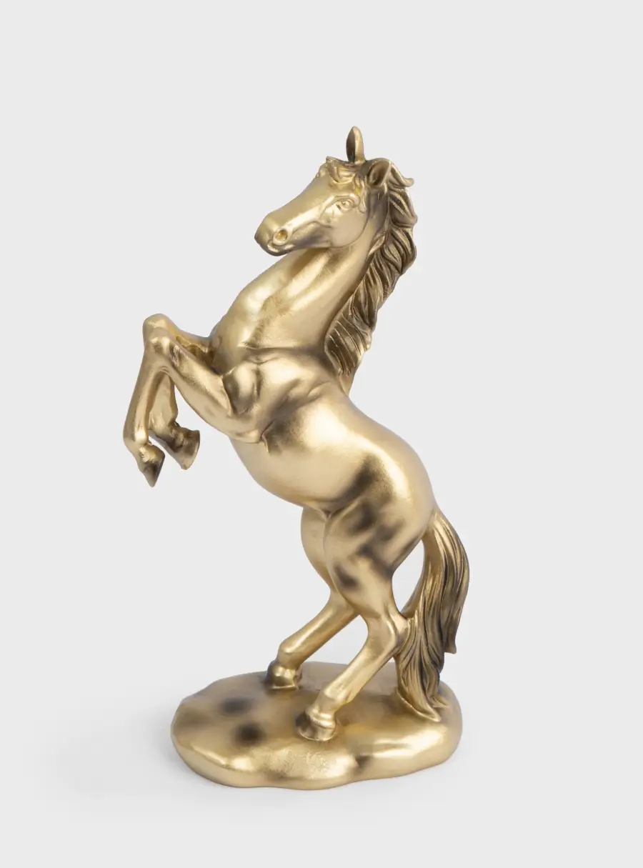 Статуэтка, 25 см, полирезин, золотистая, Конь на дыбах, Horse ,image-3