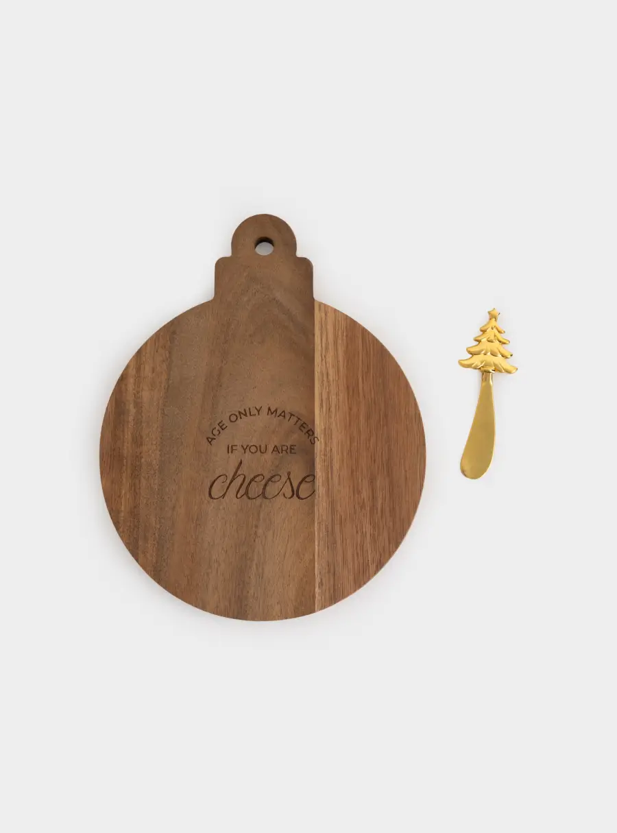Набор для сыра, 2 пр, доска-блюдо с ручкой, сталь/дерево, Шар, Timber ,image-2