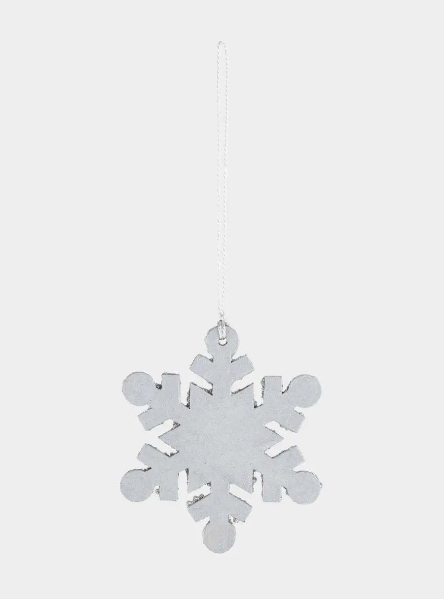 Игрушка елочная, 8 см, бисер/дерево, серебристая, Снежинка, New year ,image-2