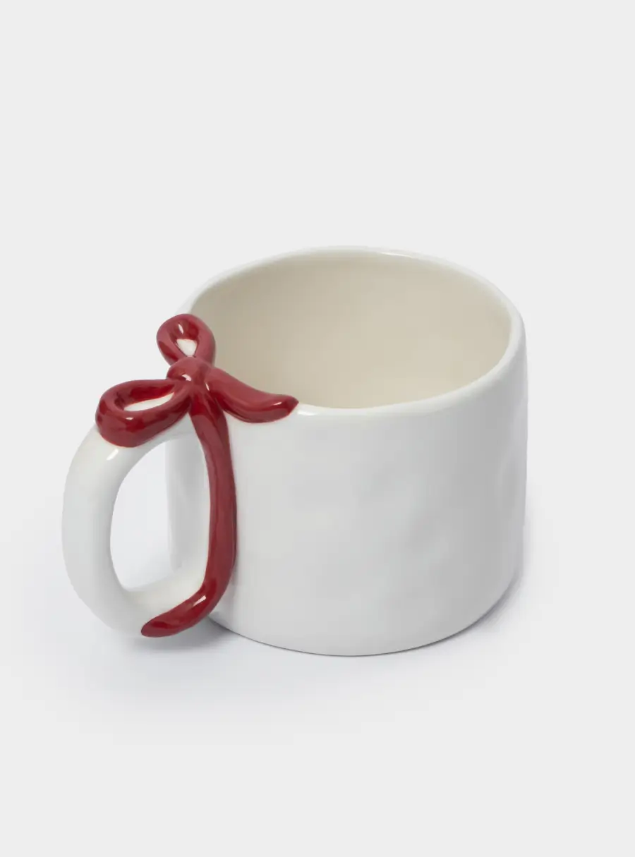 Кружка, 400 мл, керамика, молочно-красная, Бант ,image-3