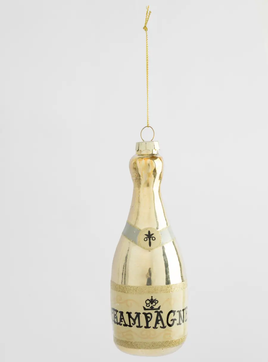 Игрушка елочная, 11 см, стекло, шампань, Шампанское, New year ,image-1