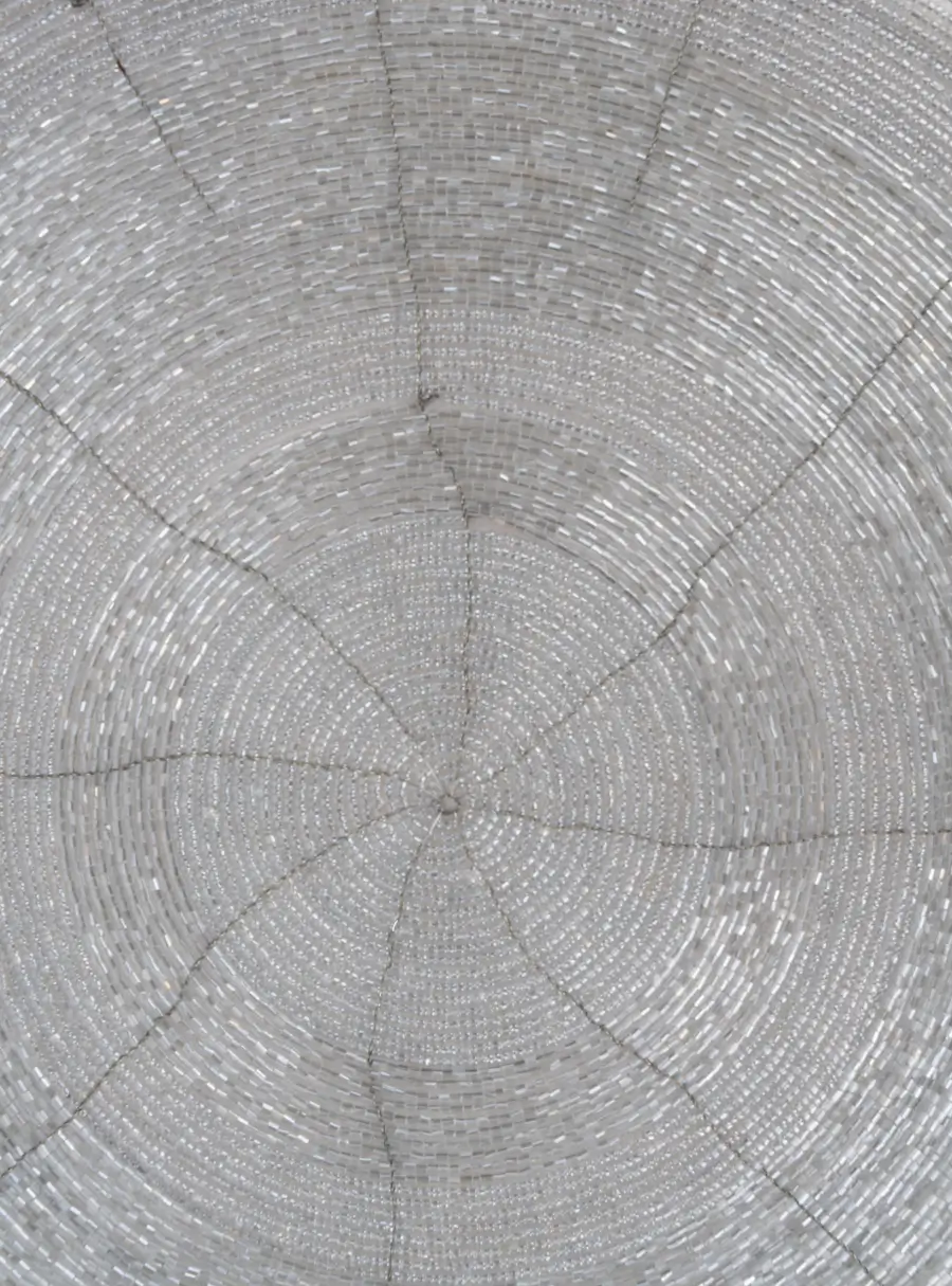 Салфетка под приборы, 36 см, бисер, круглая, серебристая, Bijou ,image-2