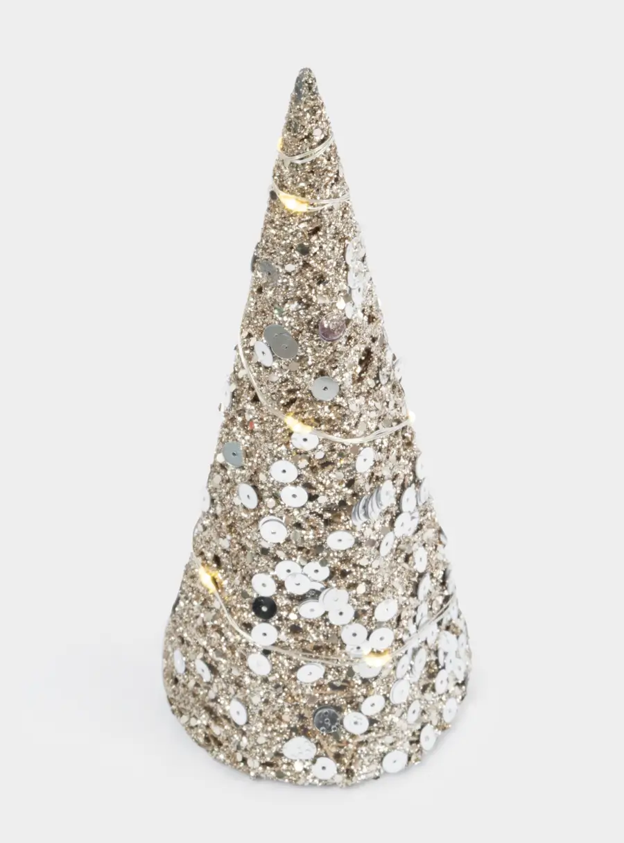 Ель-конус, 20 см, с подсветкой, полиэстер/металл, шампань, Celebration ,image-3