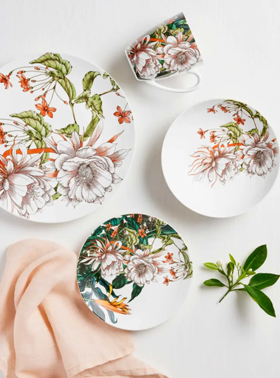 Набор обеденный, 16 пр, Тропические цветы ,image-1