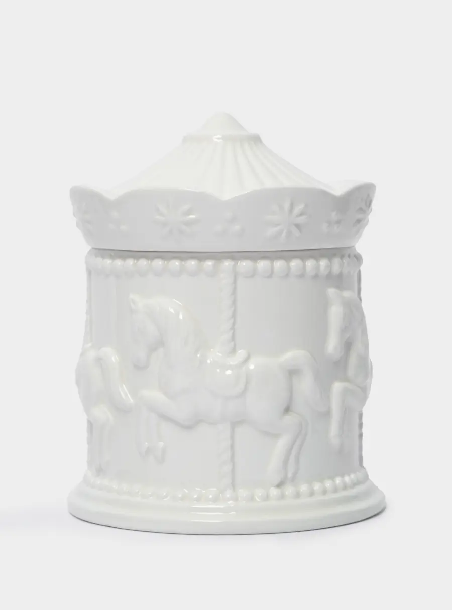 Емкость для хранения, 11х12 см, 550 мл, керамика, молочная, Карусель, Horse