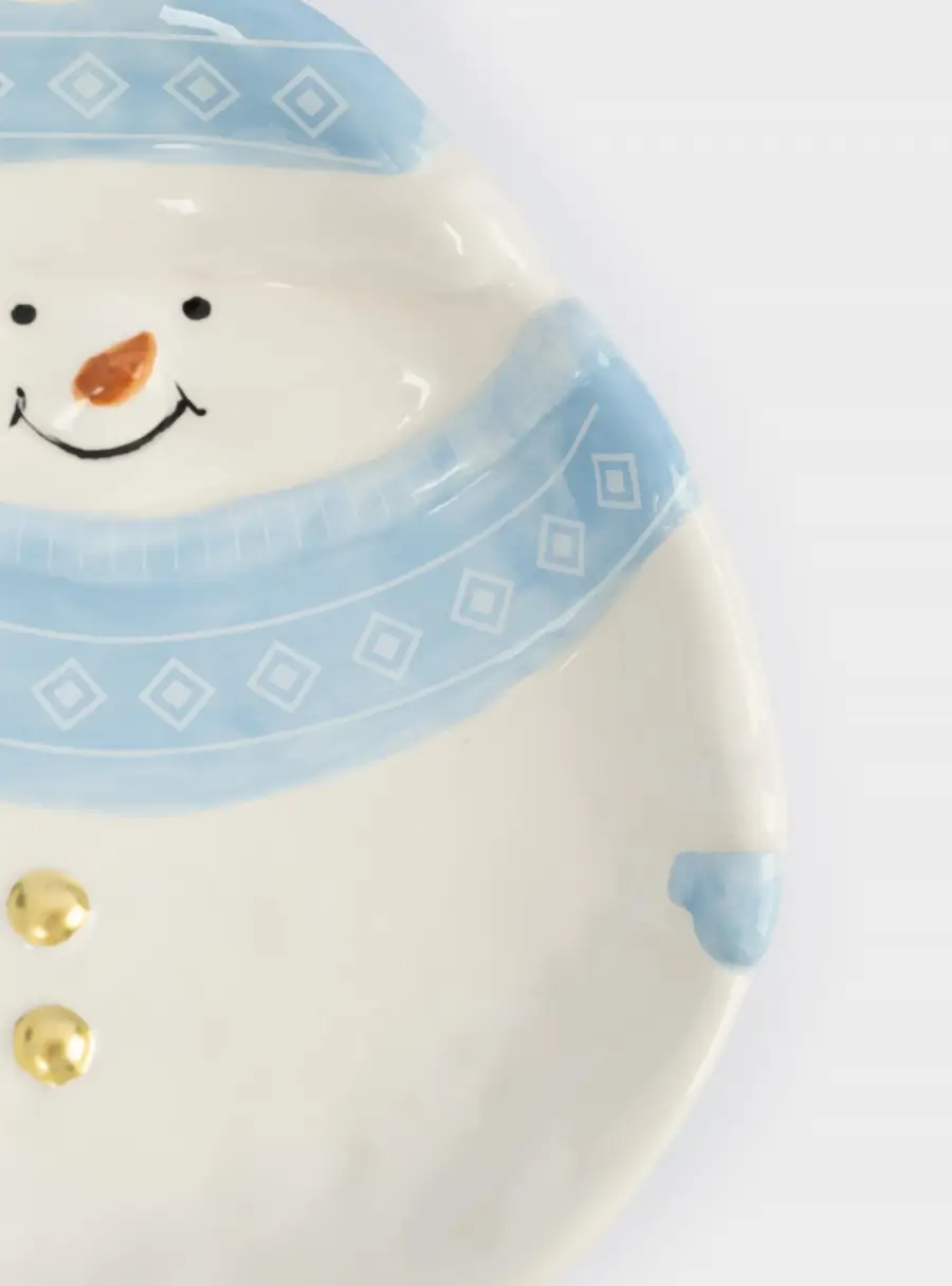 Блюдо, 18x22x4 см, керамика, бело-голубое, Снеговик в шапке и шарфе, Snowman ,image-3