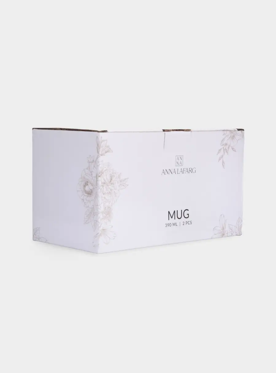 Кружка, 390 мл, 2 шт, фарфор P, белая, Бежевые цветы, Lorenzo, image-6