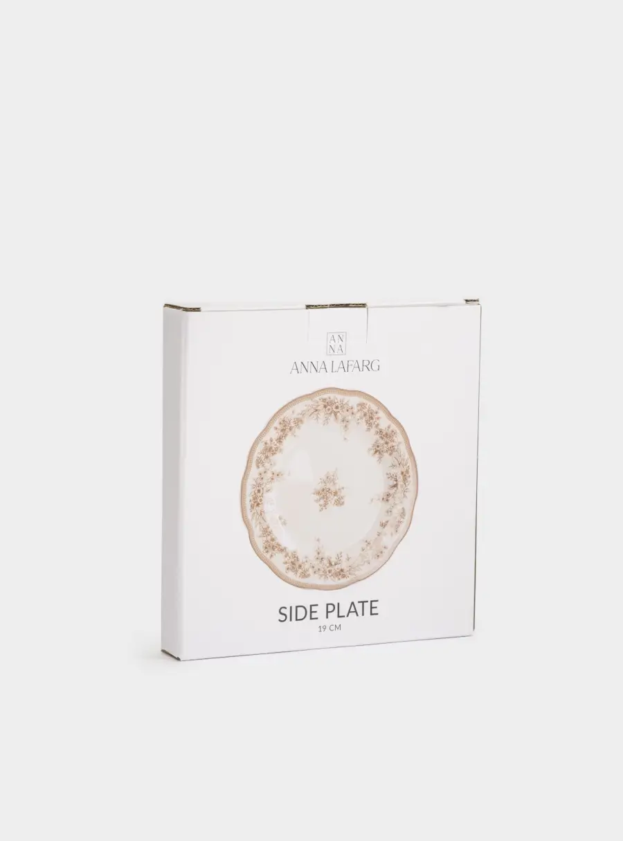 Тарелка закусочная, 19 см, фарфор P, белая, Коричневые цветы, Burgundy, image-6