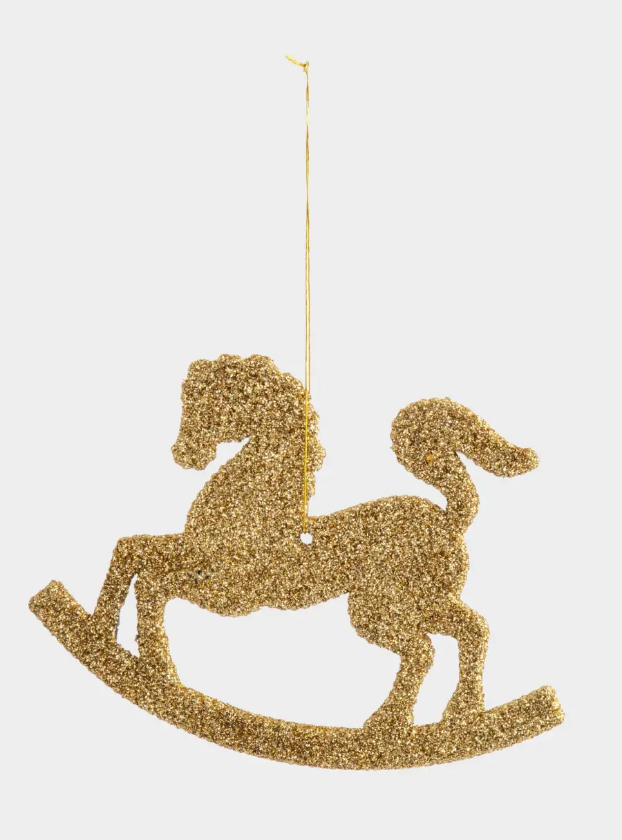 Игрушка елочная, 12x9 см, 2 шт, пластик, Лошадка-качалка, New year ,image-0