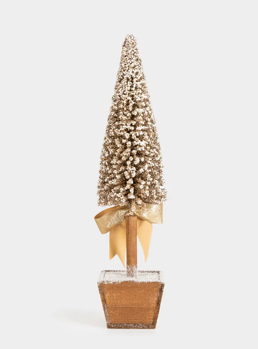 Ель искусственная, 53 см, в горшке, пластик/дерево, шампань, Interior silver ,image-1