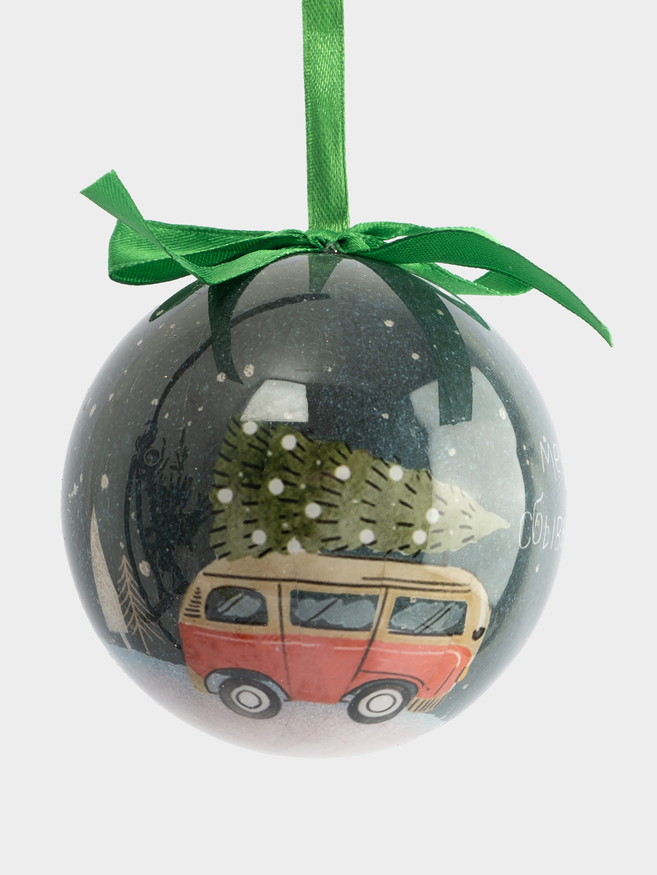 Игрушка елочная, 7 см, пенопласт, шар, Машинка, New year, image-0