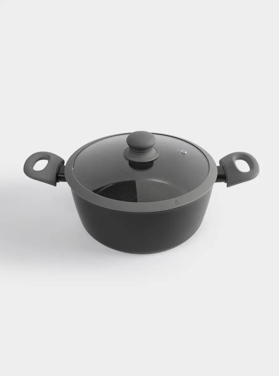 Кастрюля, 24 см, 3,9 л, с крышкой, с покрытием, алюминий, серо-черная, Robust ,image-1