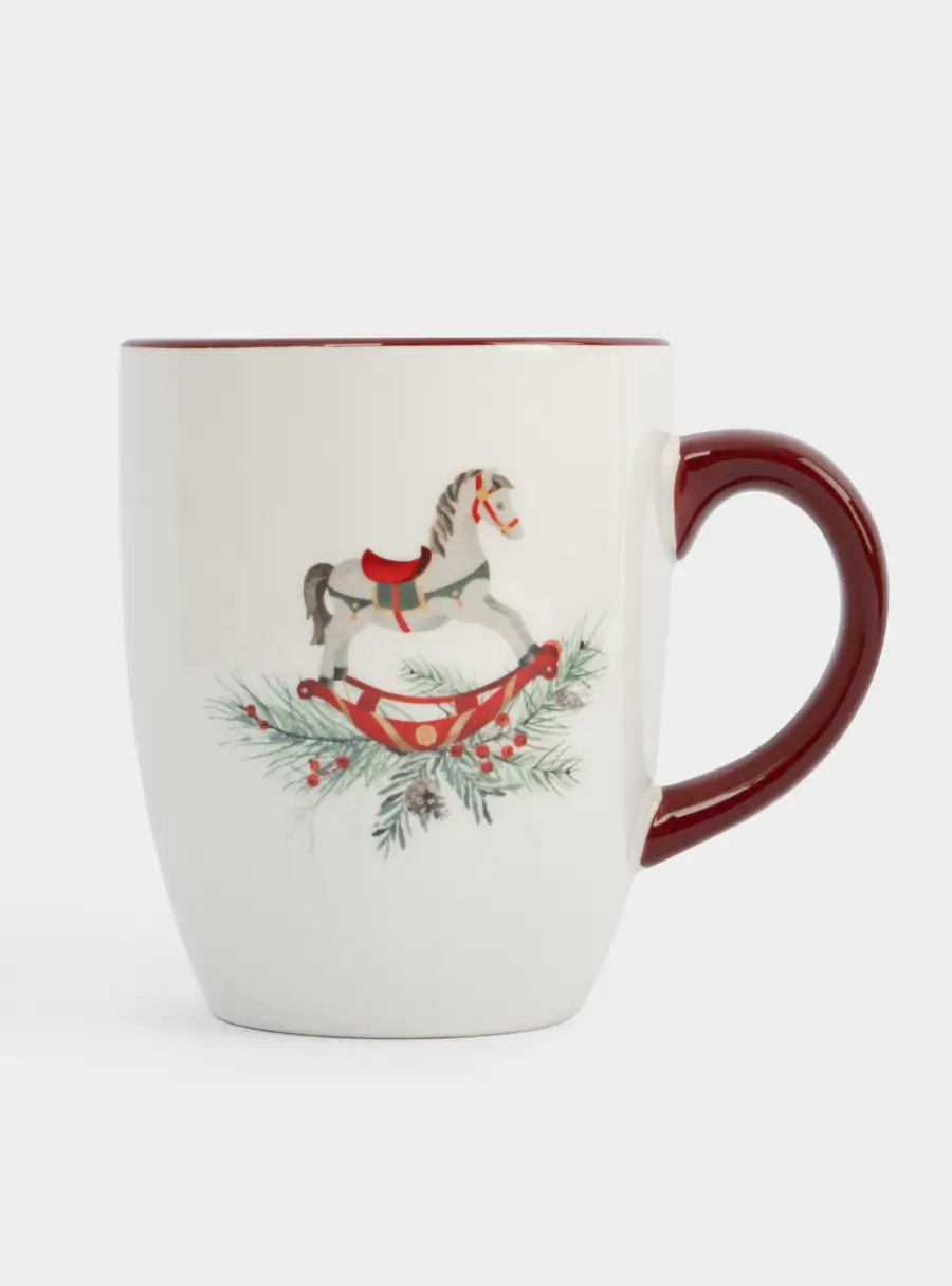 Кружка, 330 мл, керамика, красная, Лошадка, Festival ,image-1