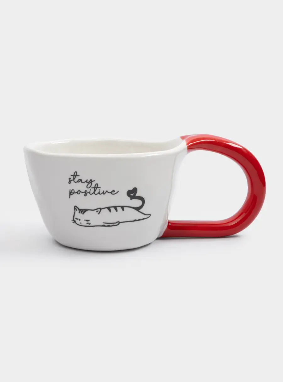 Кружка, 350 мл, фарфор N, бело-красная, Кот, Eccentric