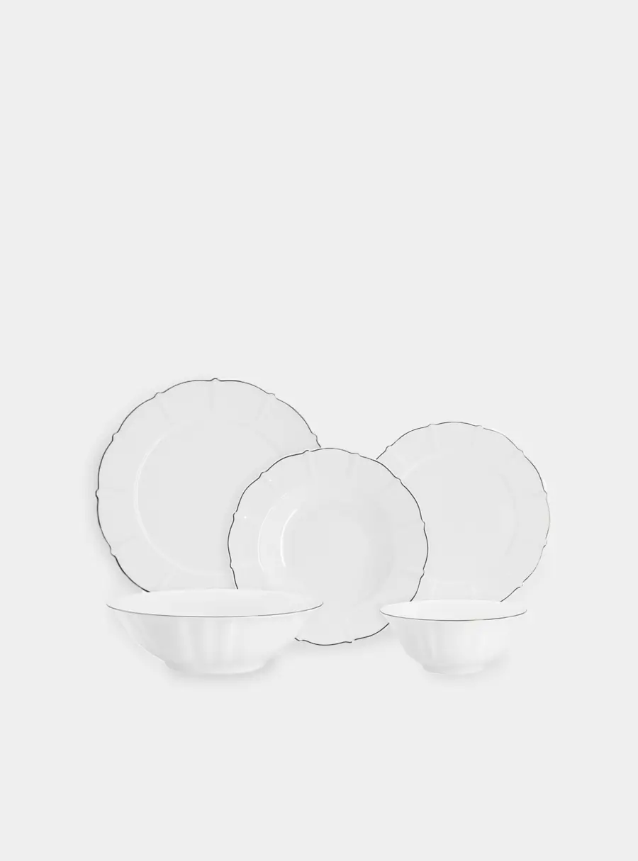 Сервиз обеденный, 6 перс, 21 пр, фарфор F, белый, с серебристым кантом, Lotus silver ,image-0