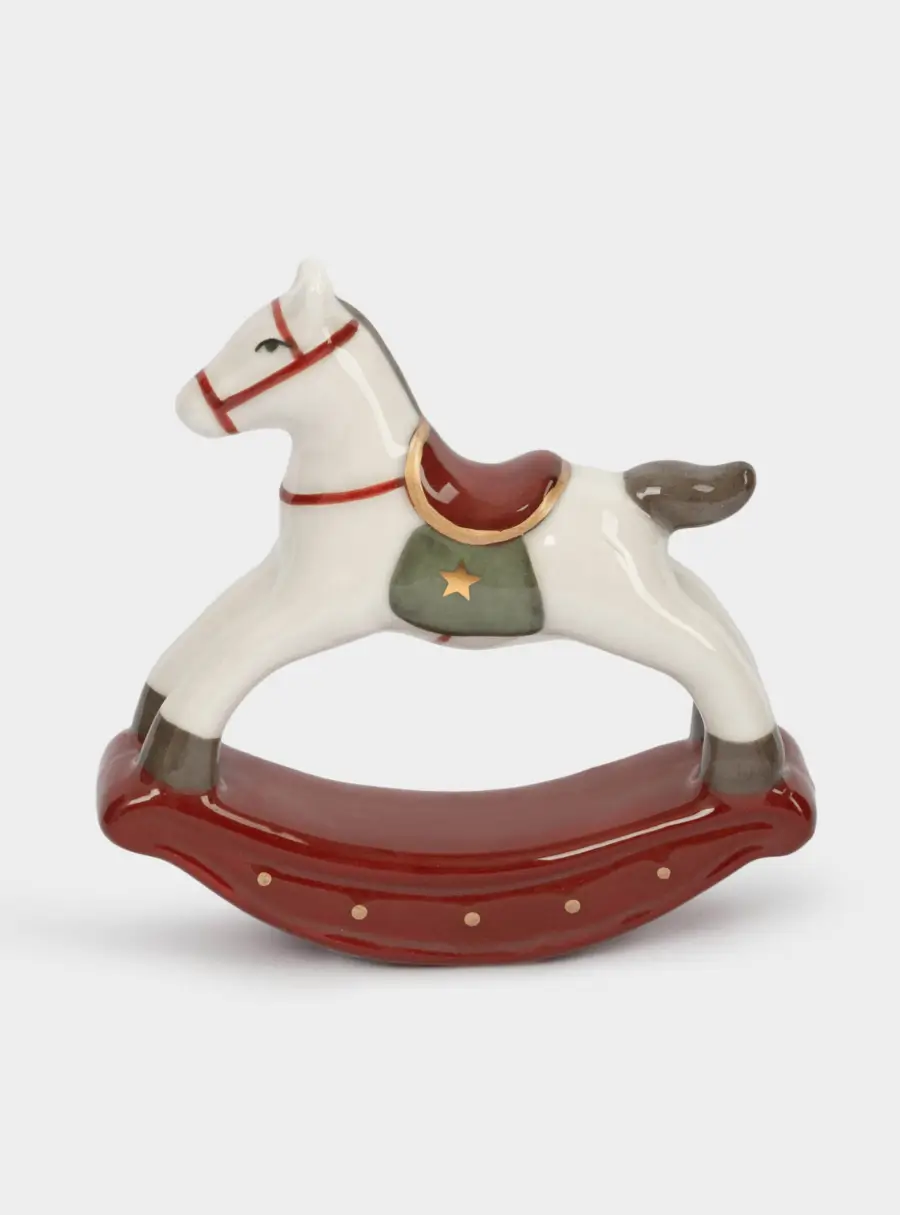 Статуэтка, 10 см, фарфор P, бежево-бордовая, Лошадка-качалка, Bright horse ,image-0