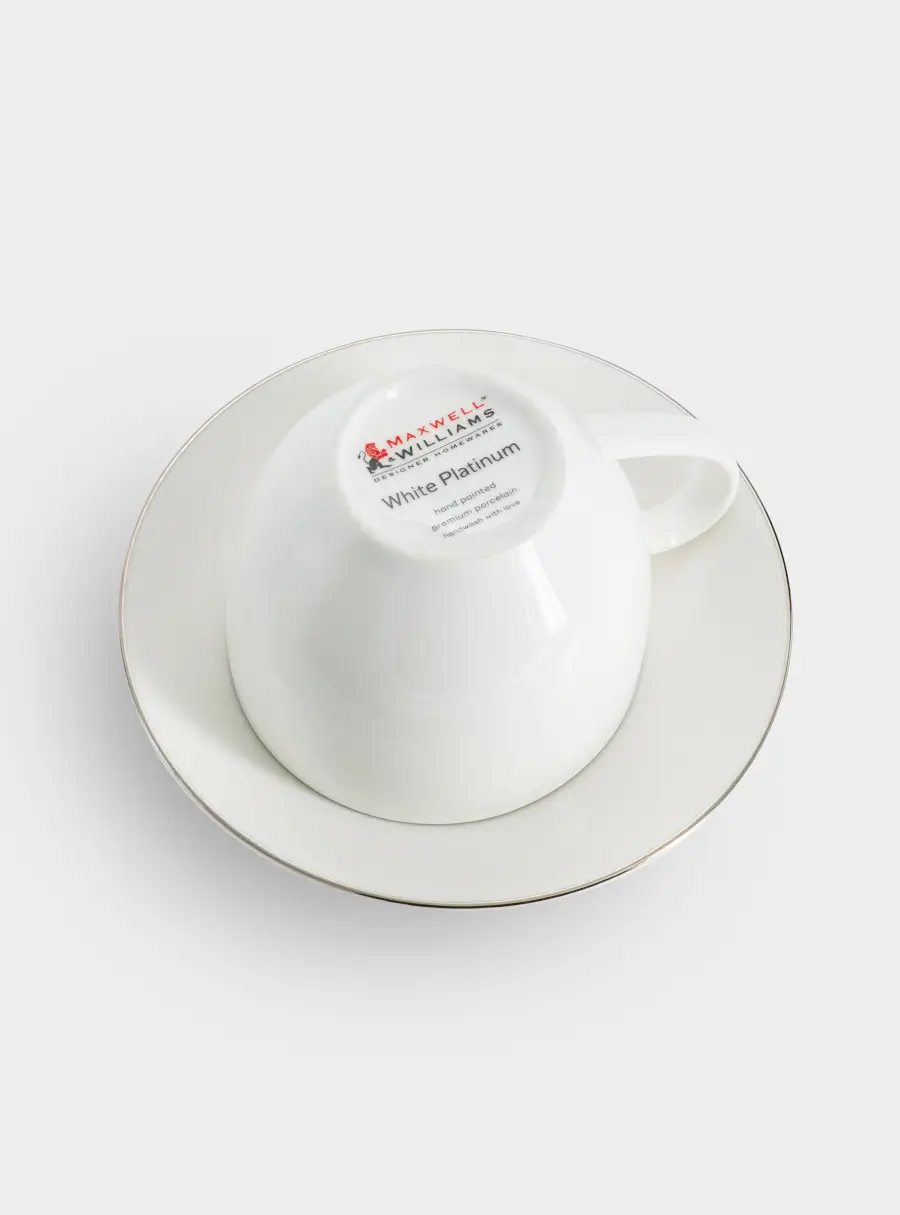 Пара чайная, 1 перс, 2 пр, 260 мл, фарфор P, белая, с серебристым кантом, White Platinum, image-3