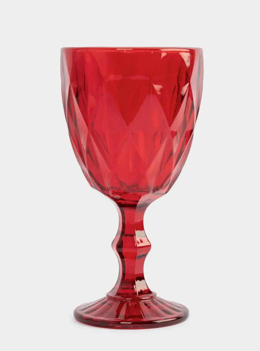 Бокал-кубок для вина, 300 мл, стекло, красный, Diamond color ,image-1