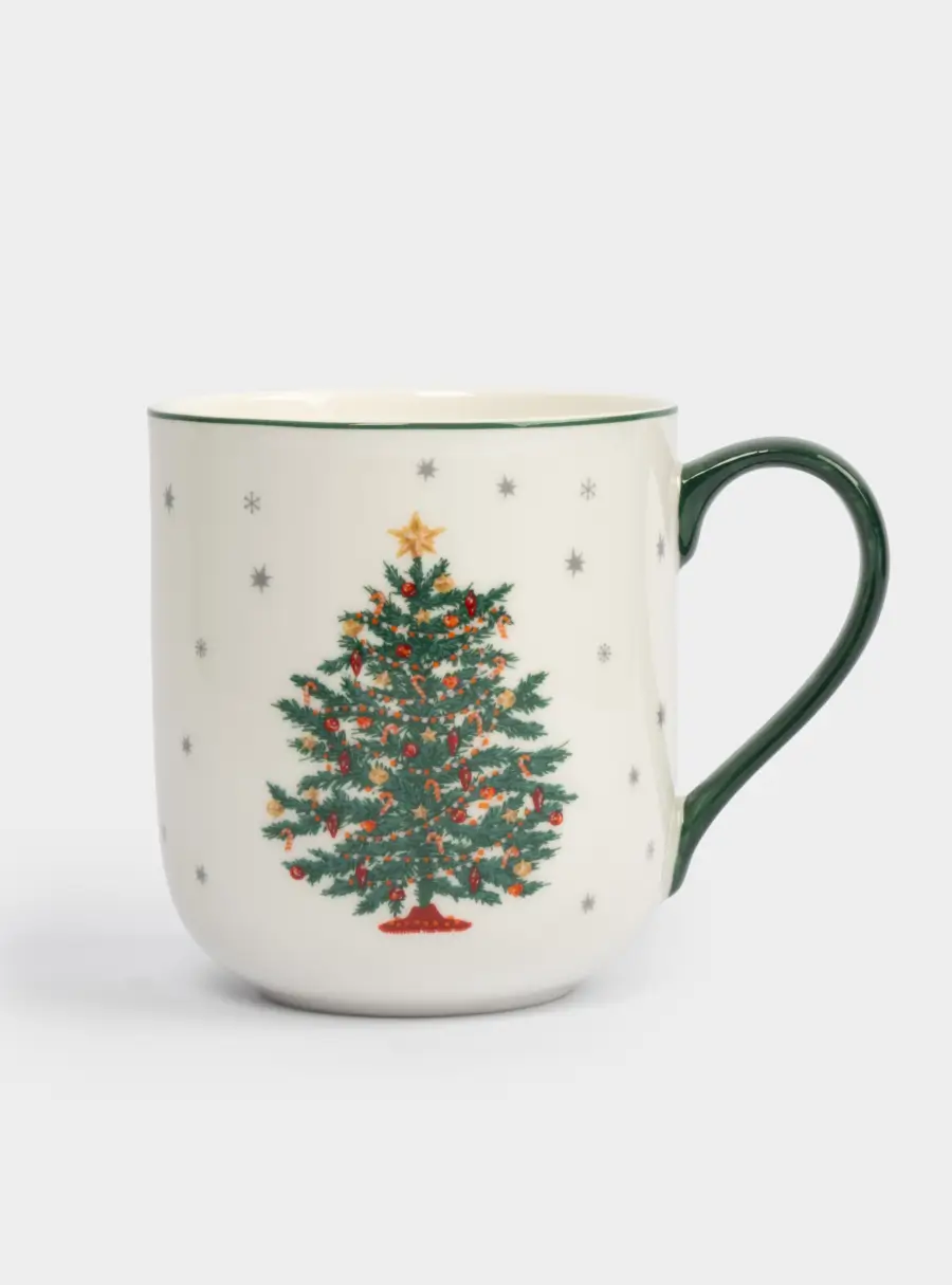 Кружка, 450 мл, фарфор F, бело-зеленая, Нарядная елка, New year ,image-0