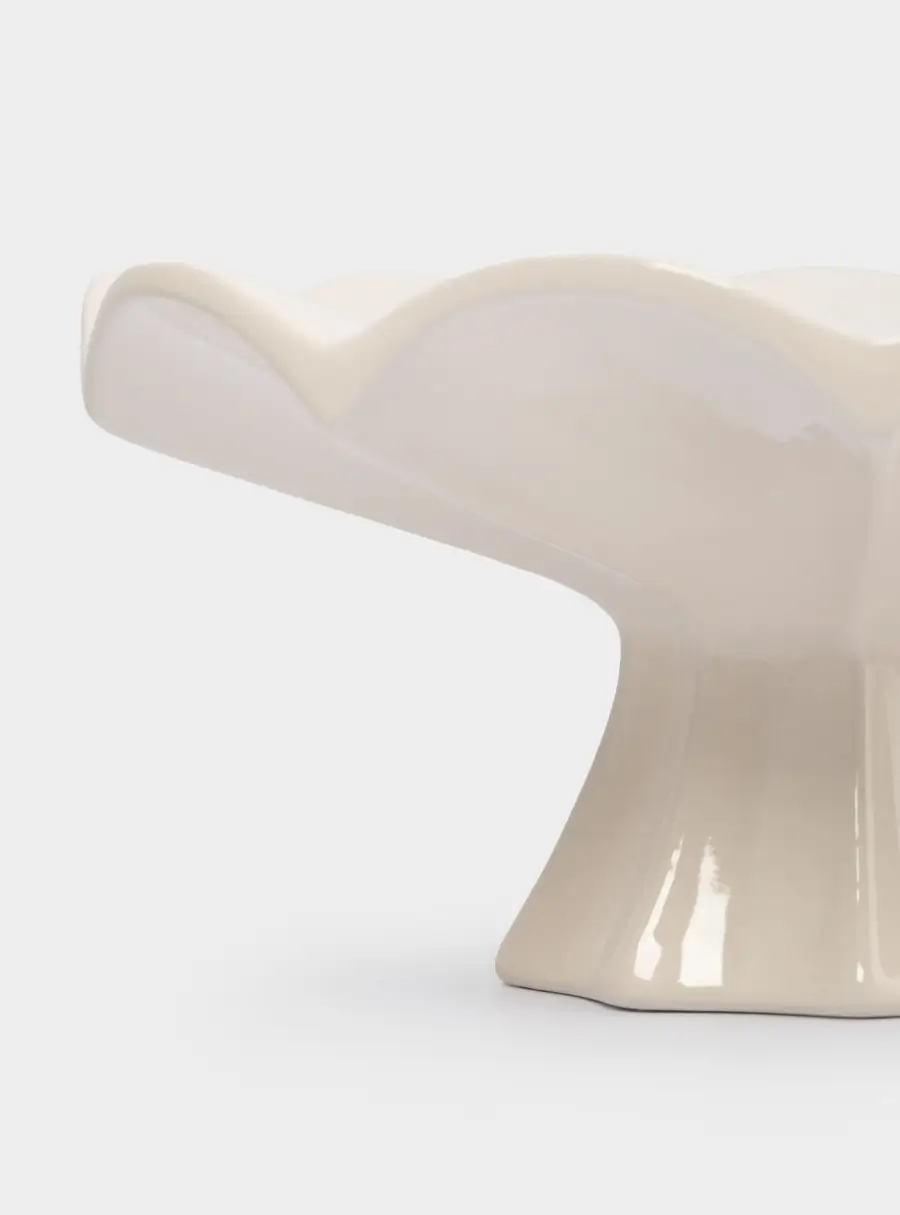 Ваза для фруктов, 24х11 см, на ножке, керамика, молочная, Волнистый край, Zephyr, image-5