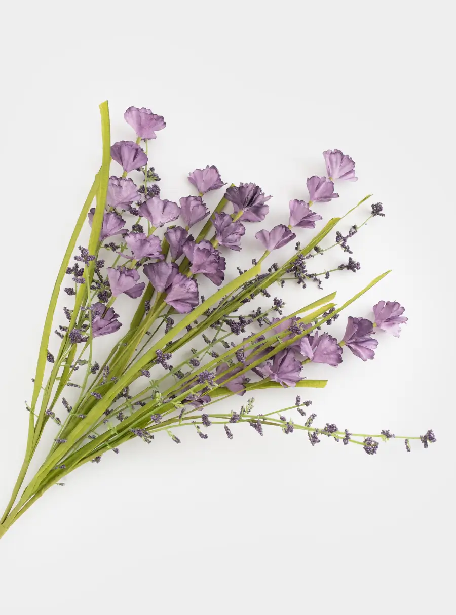Ветка декоративная, 47 см, бумага/металл, Лиловый букет, Interior spring, image-3
