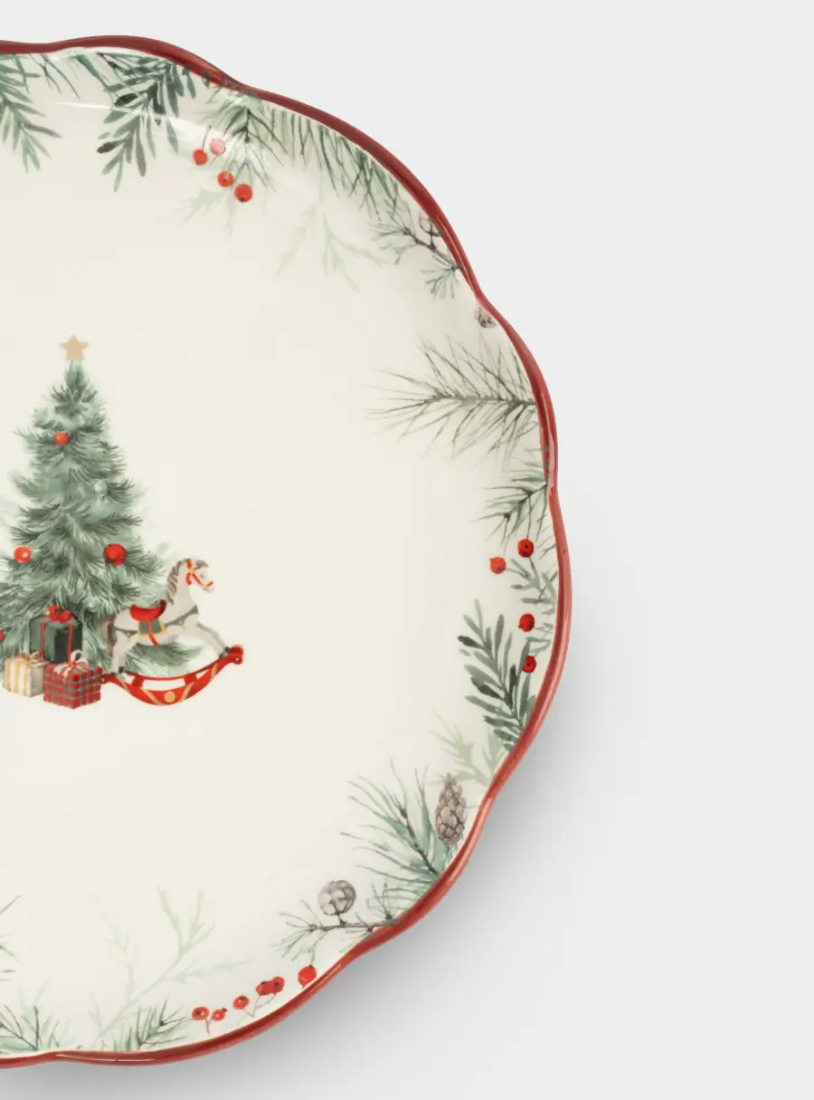 Тарелка закусочная, 20 см, керамика, белая, Лошадка у елки, Festival ,image-3