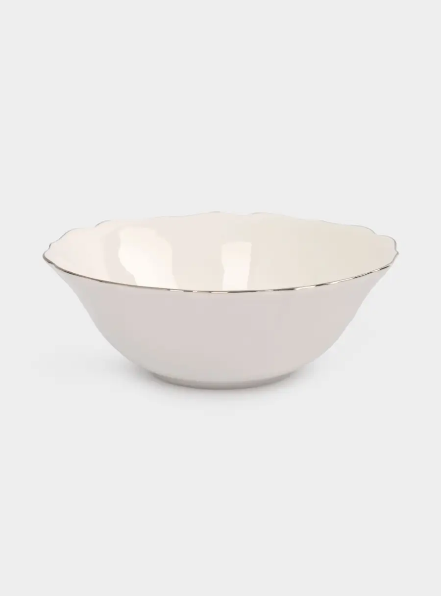 Салатник, 14х5 см, 360 мл, фарфор F, белый, с серебристым кантом, Dynasty ,image-1