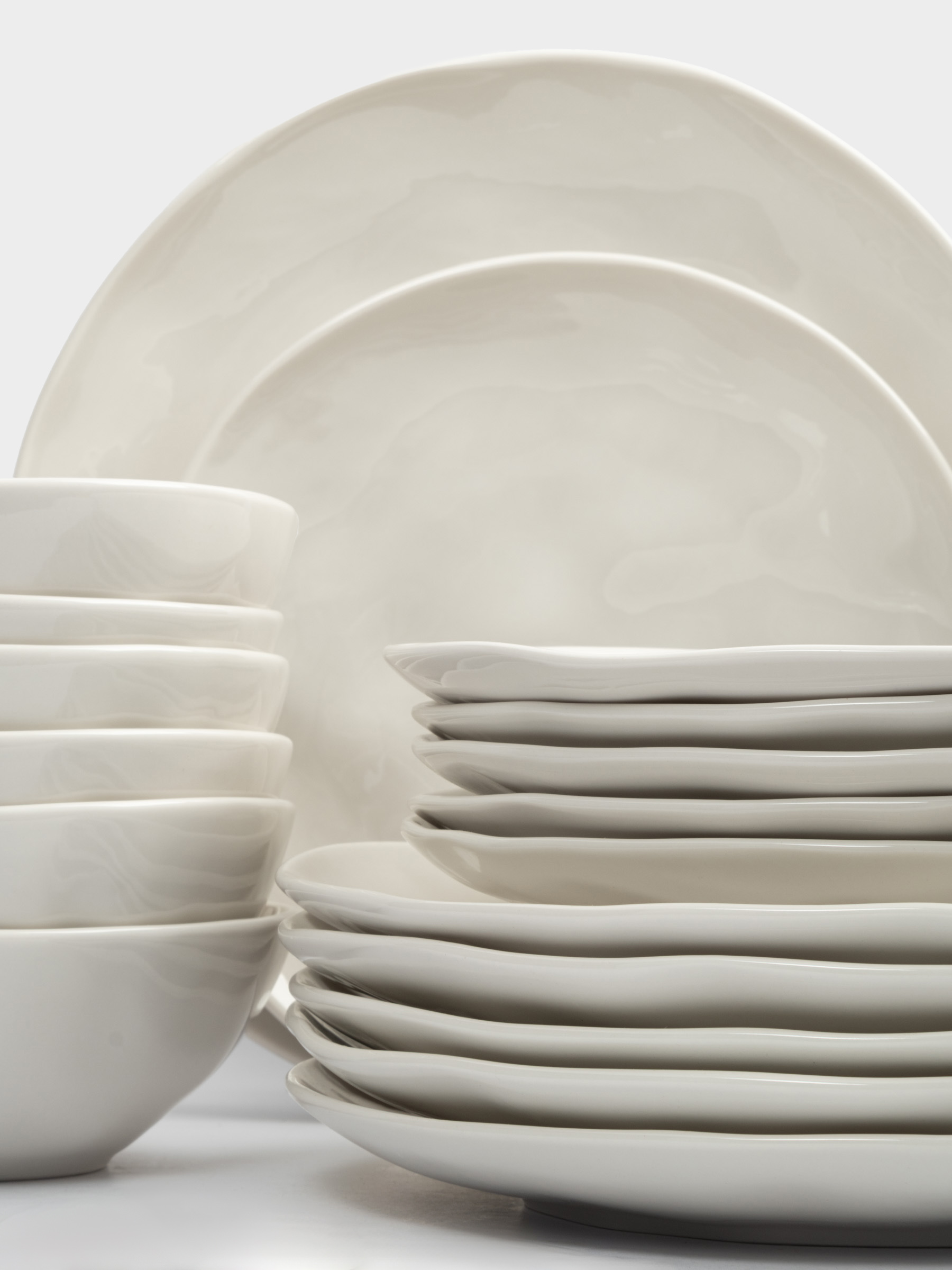 Сервиз обеденный, 6 перс, 18 пр, фарфор P, белый, Мятый эффект, Barkhan, image-3