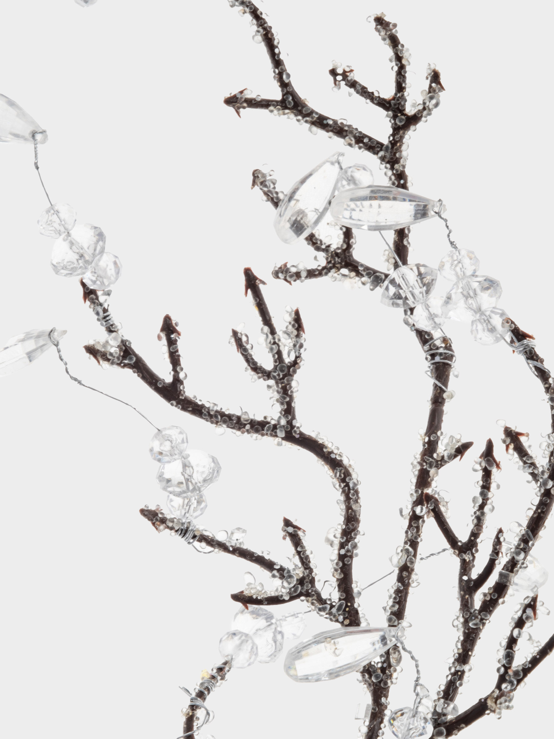 Ветка декоративная, 65 см, акрил/пластик, серебристая, Белые кристаллы, Interior silver, image-1