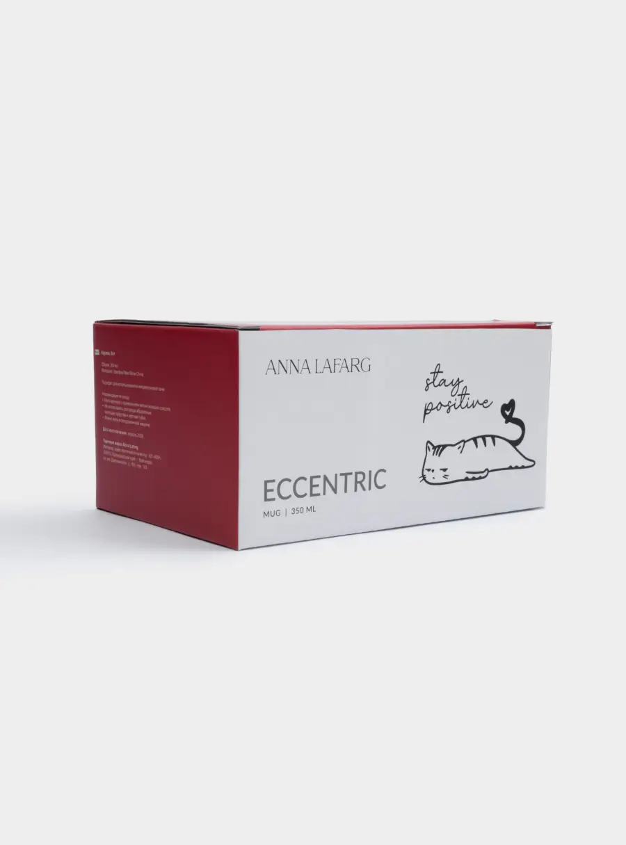 Кружка, 350 мл, фарфор N, бело-красная, Кот, Eccentric, image-5