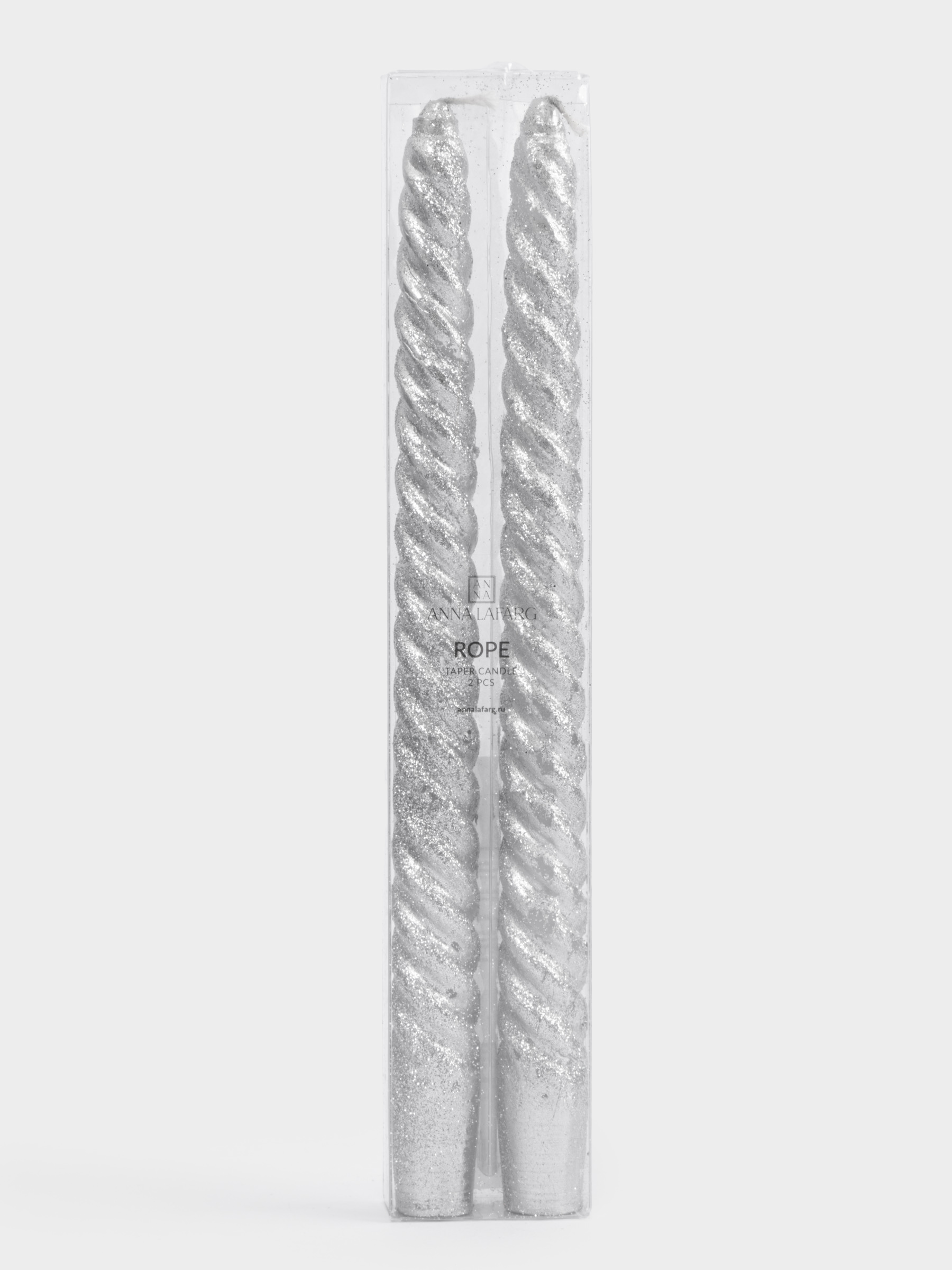 Свеча, 25 см, 2 шт, тонкая, серебристая, Rope, image-1