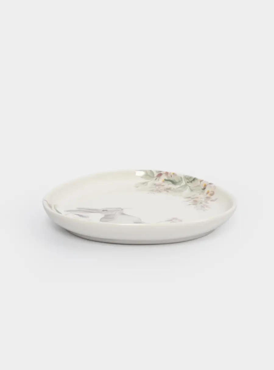 Блюдо, 25х20 см, керамика, овальное, белое, Кролик с цветами, Flower Rabbit ,image-3