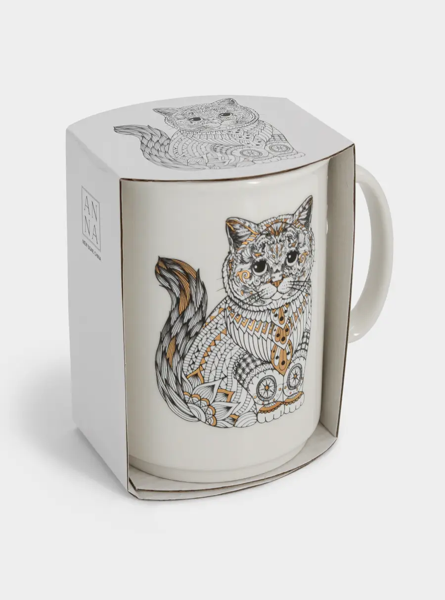 Кружка, 415 мл, фарфор N, белая, Кот, Wild, image-5