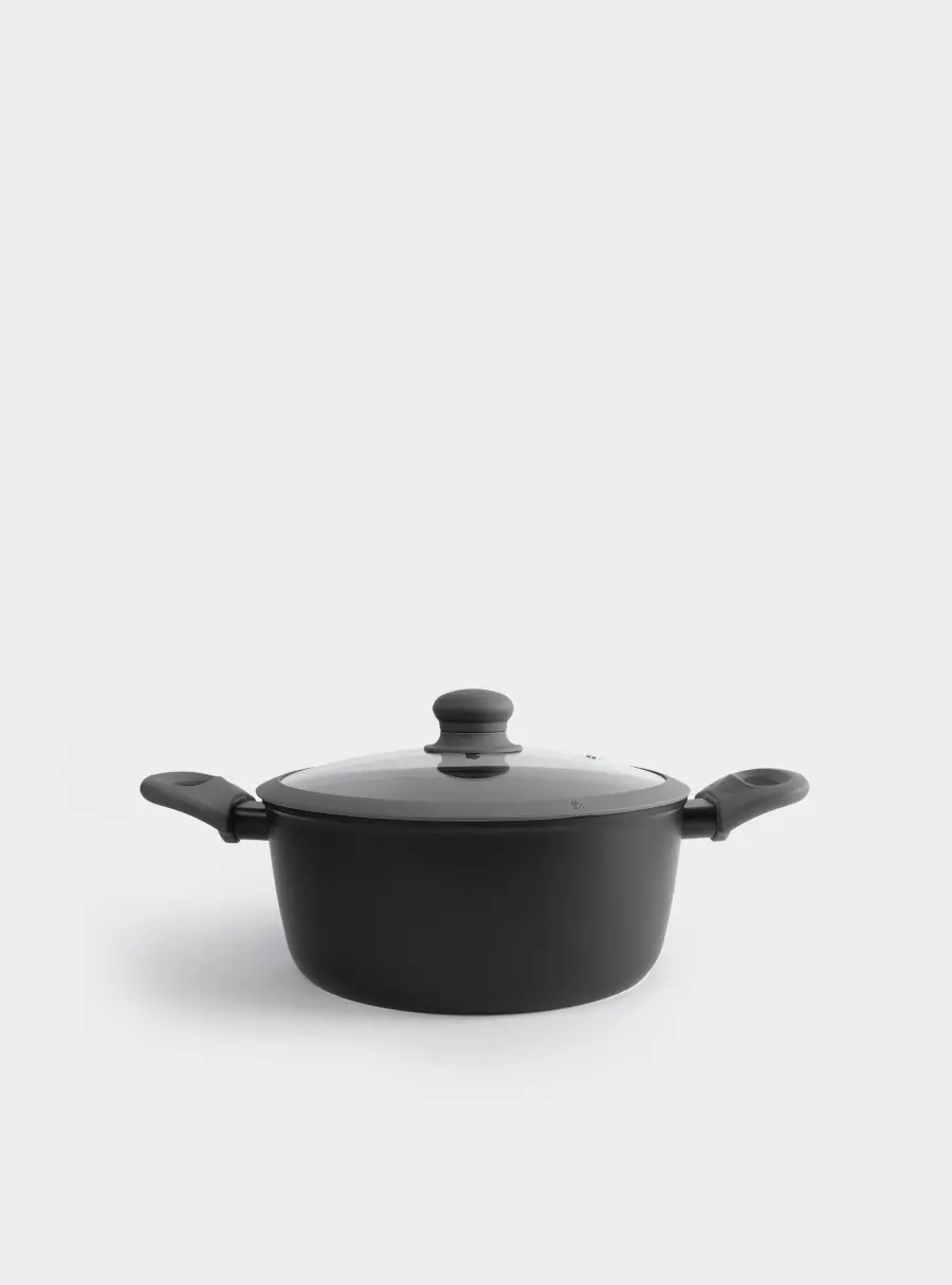 Кастрюля, 24 см, 3,9 л, с крышкой, с покрытием, алюминий, серо-черная, Robust ,image-0