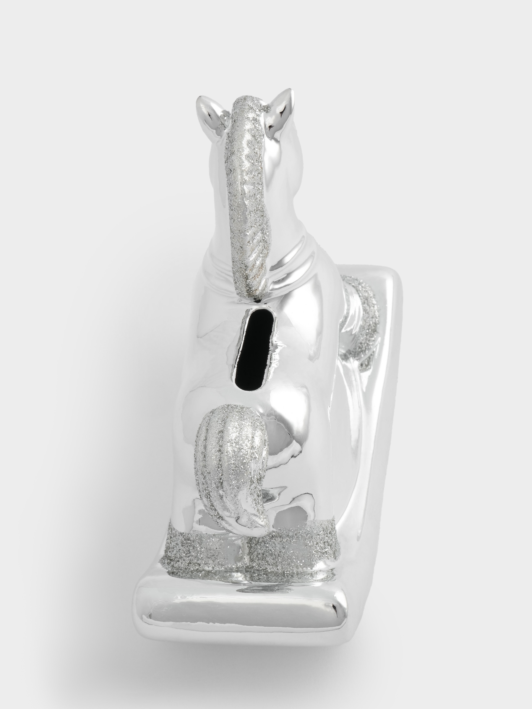 Копилка, 13 см, фарфор P, серебристая, Лошадка-качалка, Horse, image-3