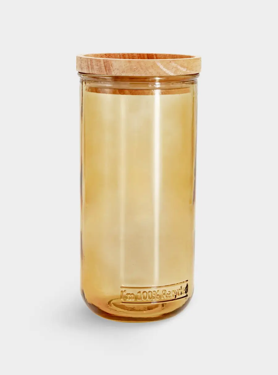 Банка для сыпучих продуктов, 820 мл, стекло/дерево, светло-коричневая, Jars