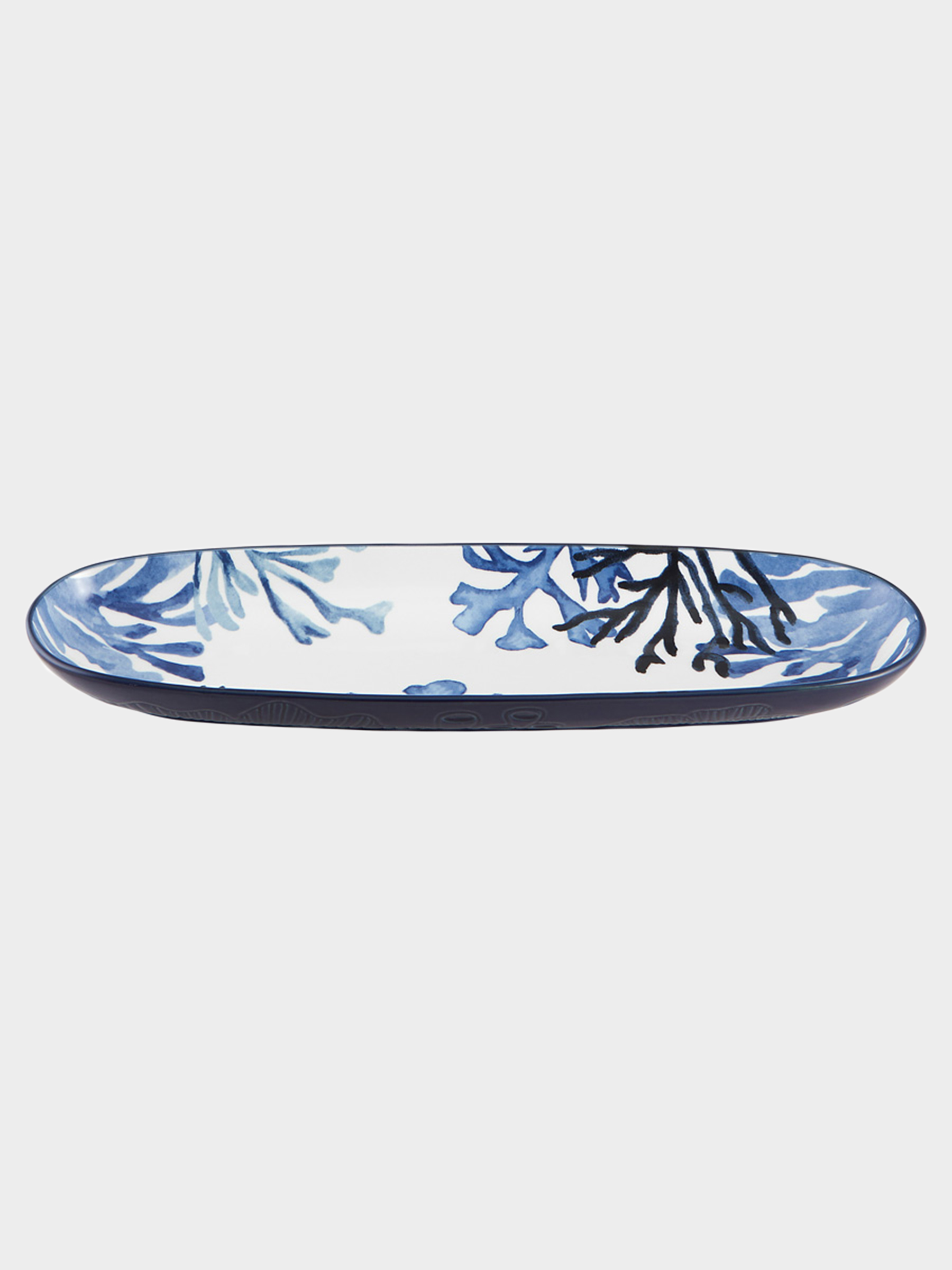 Блюдо, 40х12,5 см, керамика К, белое, овальное, Синие кораллы, Blue Coral, image-1