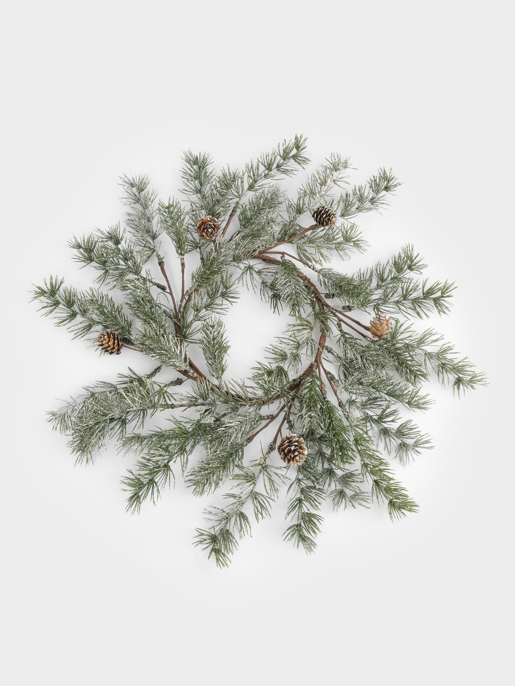 Венок декоративный, 16/48 см, пластик/шишки, Еловая ветка, Interior Conifer, image-0