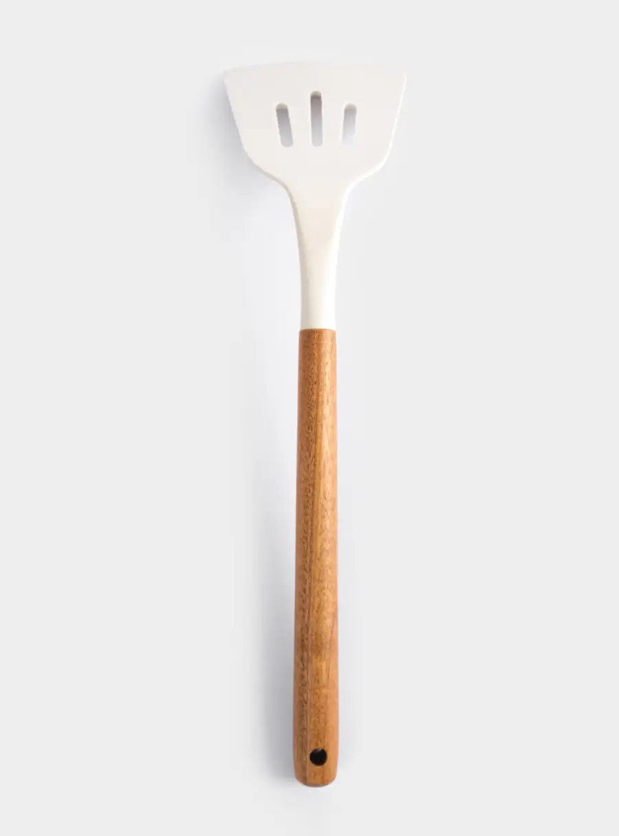 Лопатка с прорезями, 32 см, силикон/дерево, молочный, Wenge ,image-4