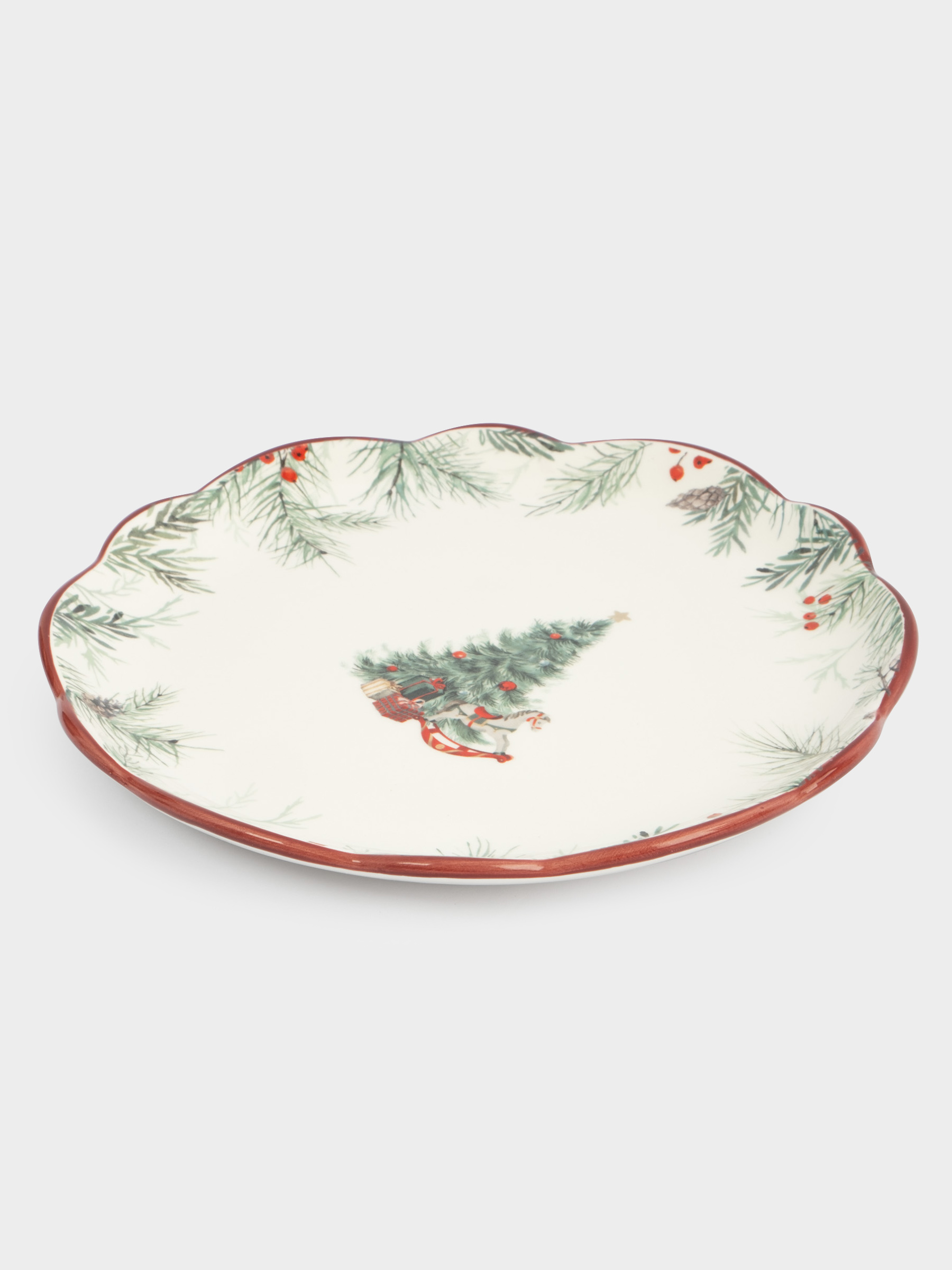 Тарелка закусочная, 20 см, керамика, белая, Лошадка у елки, Festival, image-5