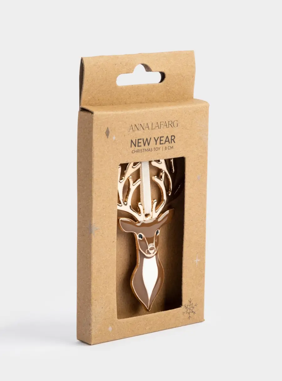 Игрушка елочная, 8 см, металл, коричневая, Олень, New year, image-5