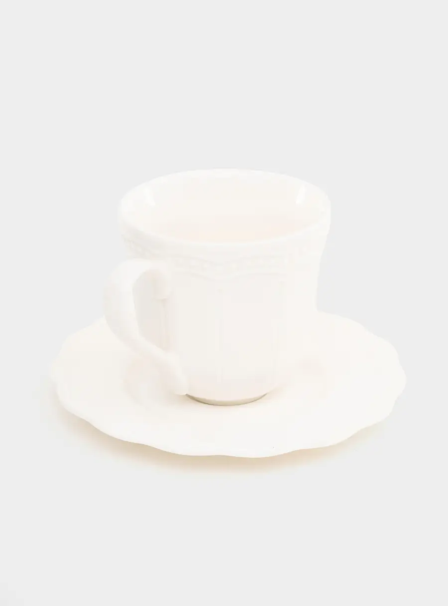 Чашка с блюдцем, 250 мл, белая, Elite ,image-1