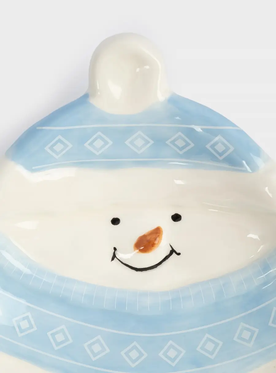 Блюдо, 18x22x4 см, керамика, бело-голубое, Снеговик в шапке и шарфе, Snowman ,image-2