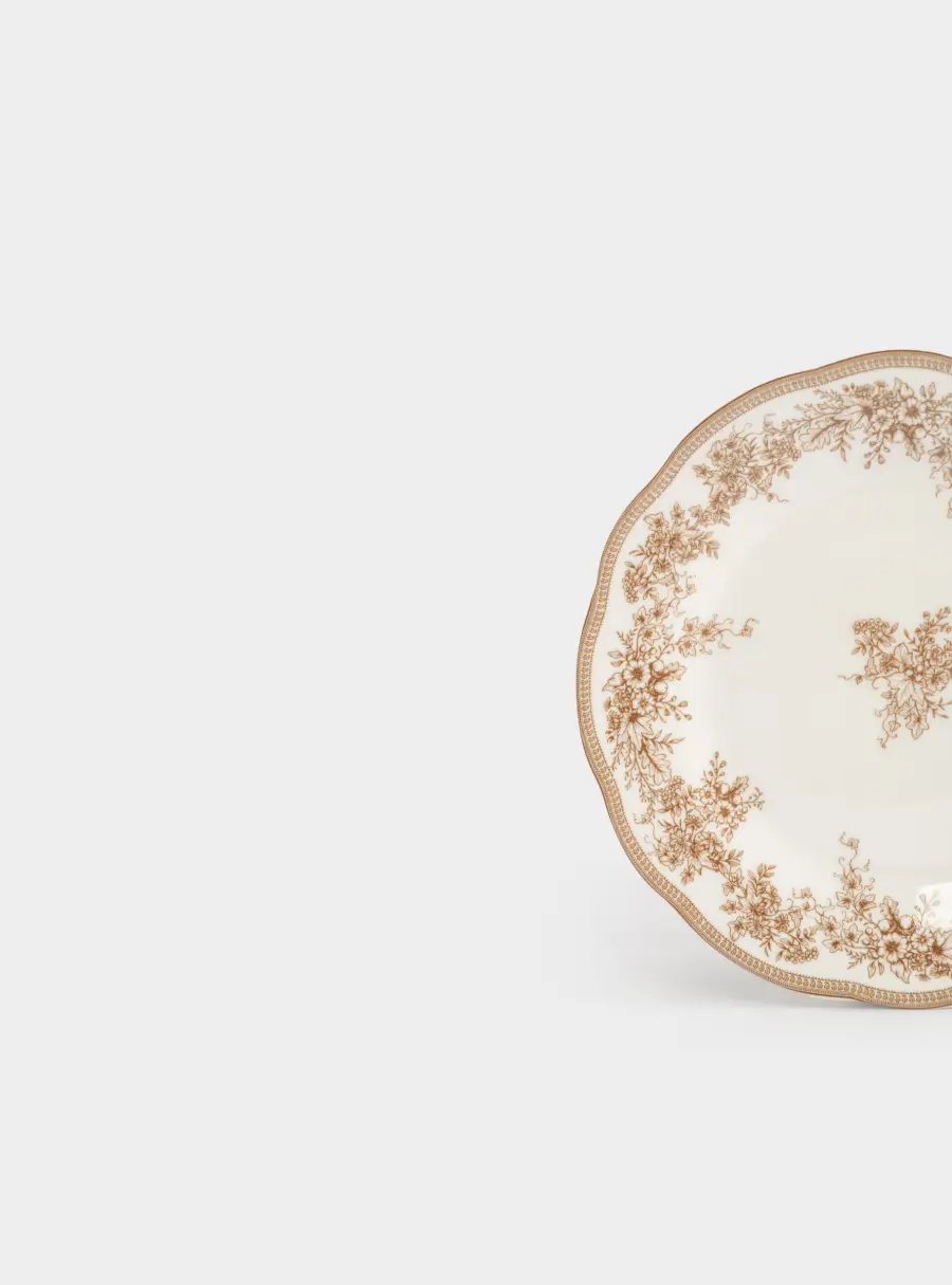 Тарелка закусочная, 19 см, фарфор P, белая, Коричневые цветы, Burgundy ,image-3