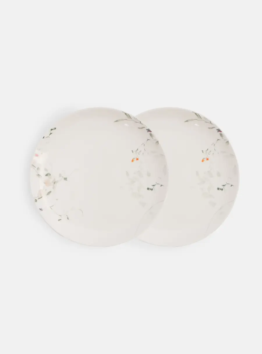 Тарелка закусочная, 21 см, 2 шт, фарфор N, белая, Цветы и листья, Primrose ,image-0