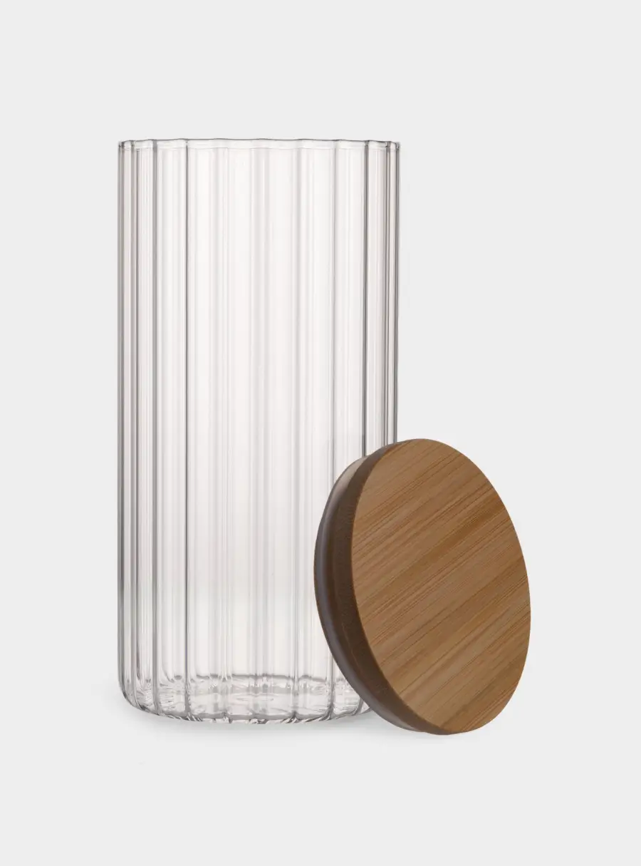 Банка для сыпучих продуктов, 1 л, стекло Б/бамбук, Grand ,image-3