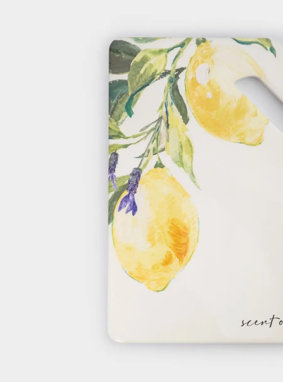 Подставка под горячее, 24x18 см, с ручкой, керамика/пробка, белая, Лимон на ветке, Palermo ,image-3