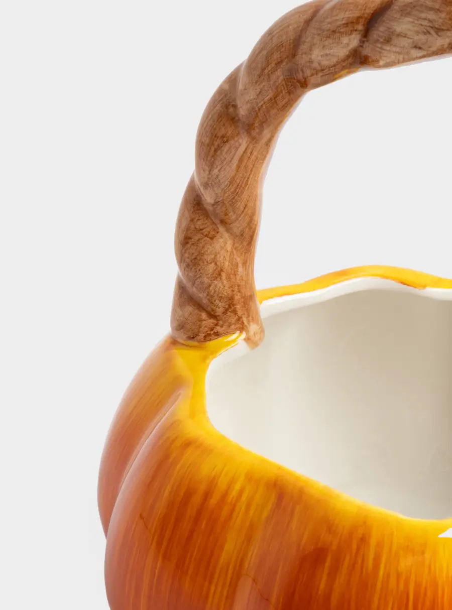 Конфетница, 21х21 см, с ручкой, керамика, оранжево-зеленая, Тыква, Bright pumpkin ,image-3