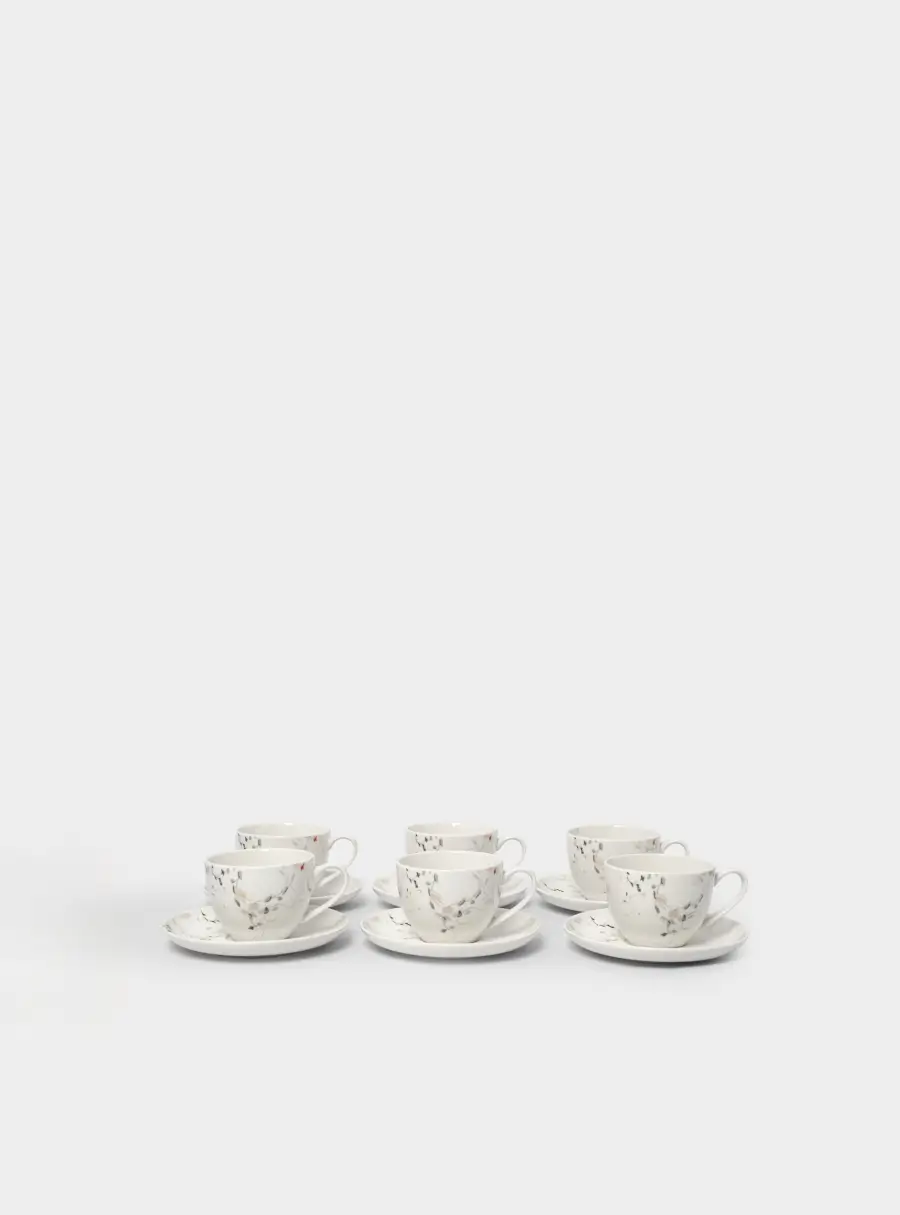 Пара чайная, 6 перс, 12 пр, 220 мл, фарфор N, белая, Цветы и листья, Primrose ,image-1